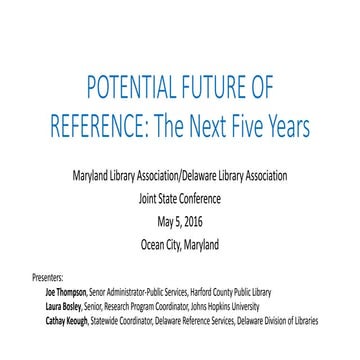 Potential Future of Reference: the next five years keough 2016