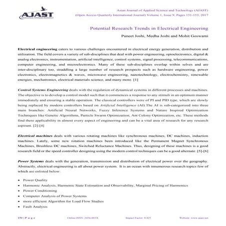 Potential research trends in electrical engineering