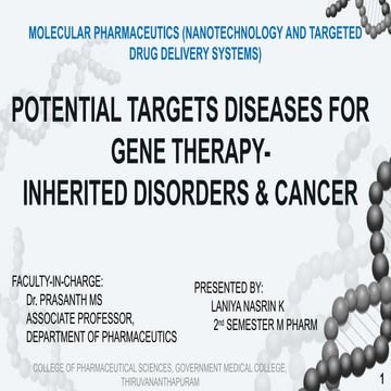 POTENTIAL TARGETS OF DISEASES FOR GENE THERAPY.pptx