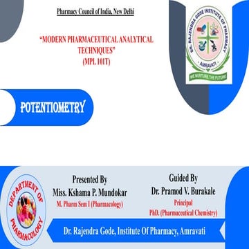 Potentiometry (Modern Pharmaceutical Analytical Techniques )