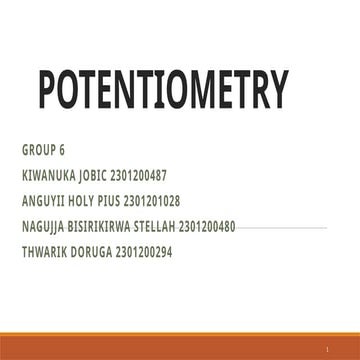 Potentiometry in Instrumental  Analytical Chemistry