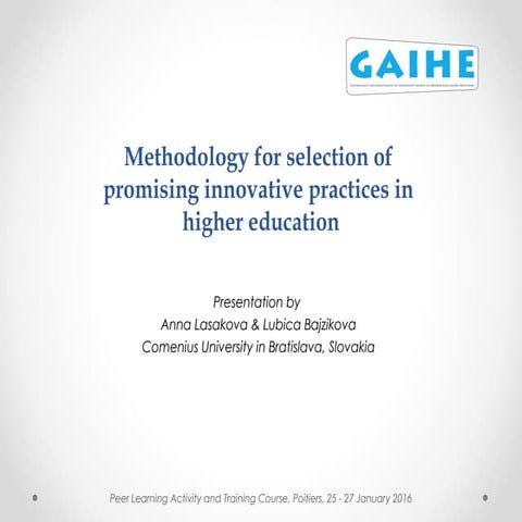 Anna Lašáková & Ľubica Bajzíková - Selecting Promising Practices 