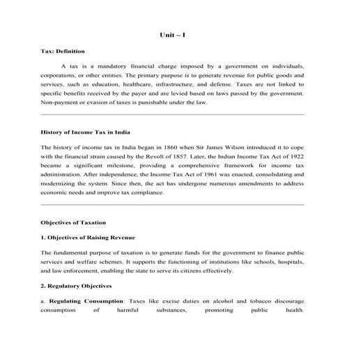 Tax : Direct and Indirect, Constitutional powers of Taxation