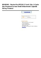 Poulan Pro Pp330 17 Inch 33cc 2 Cycle Gas Powered Curved Shaft Attach