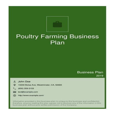 Poultry farming business plan example