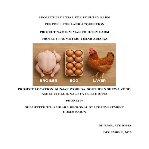 Poultry Farm Investment Proposal in Minjar Woreda, Southern Shewa Zone, Amhar...