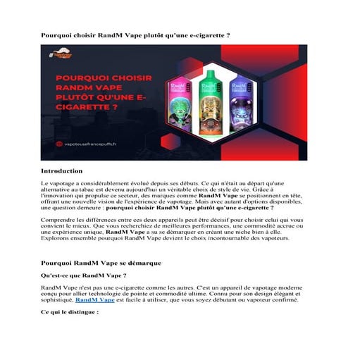 Pourquoi choisir RandM Vape plutôt qu'une e-cigarette .pdf
