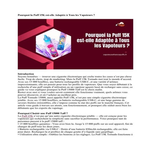 Pourquoi la Puff 15K est-elle Adaptée à Tous les Vapoteurs .pdf