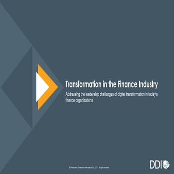 Transformation in the Finance Industry