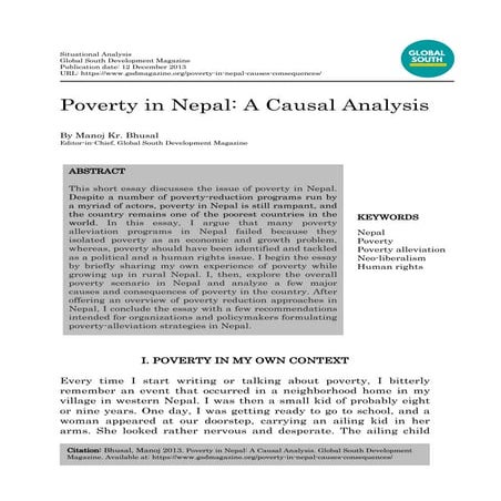 Poverty in Nepal: A Causal Analysis | PDF