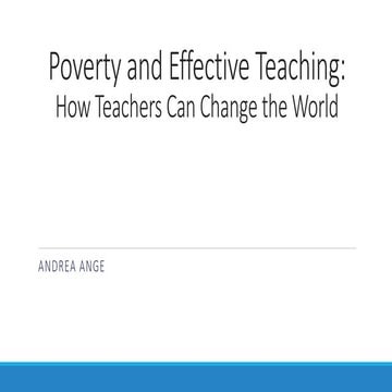 Poverty and effective teaching how teachers can change the world