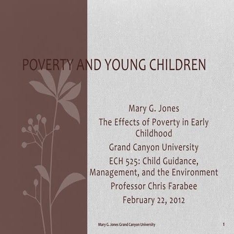 Poverty And Young Children Ech525 Jones