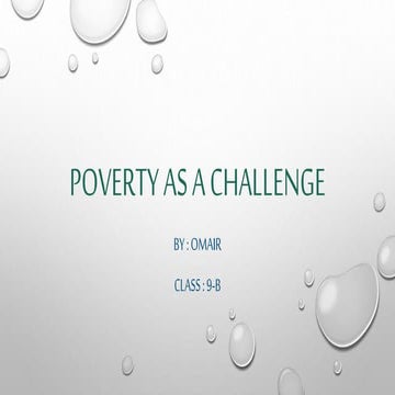 Poverty as a challenge