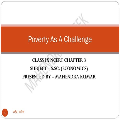Poverty as a challenge