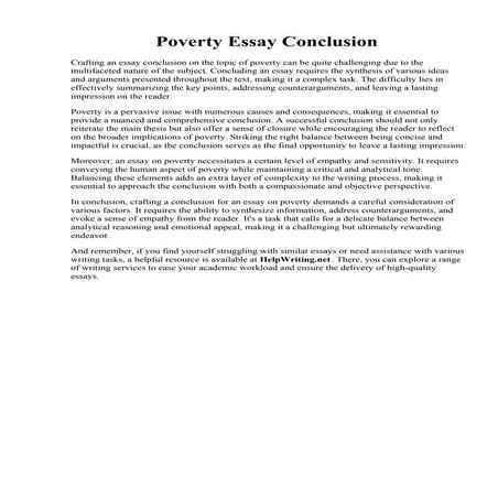Poverty Essay Conclusion | PDF