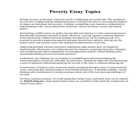 Poverty Essay Topics. West Virginia School of Osteopathic Medicine