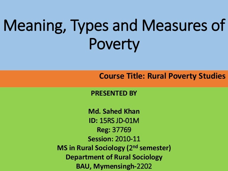 Poverty meaning types and measures by sahed khan