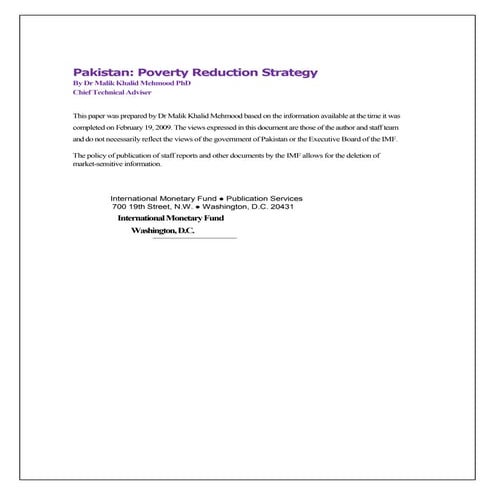 Poverty reduction strategy  _by dr malik khalid mehmood ph_d