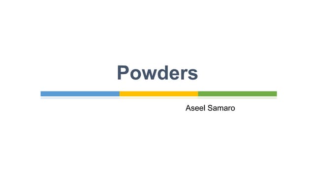 Powder - pharmaceutics