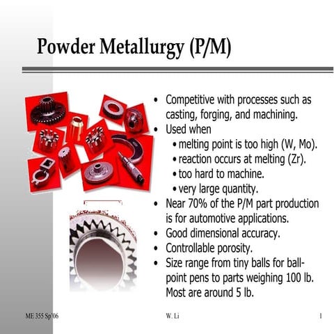 Manufacturing of bearing through powder metallurgy | PPTX