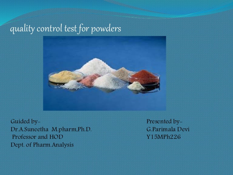 Quality control test for powders