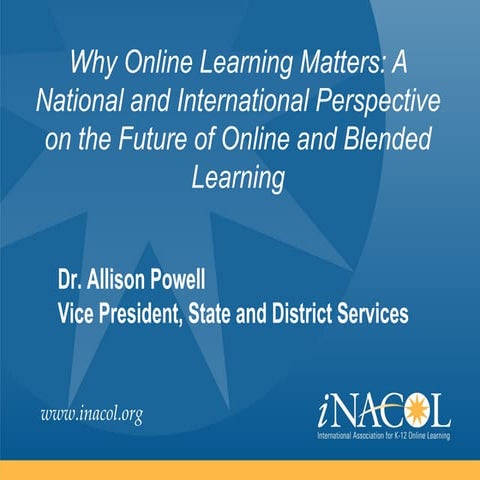 Why Online Learning Matters: A National and International Perspective on the ...