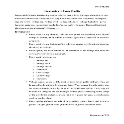 Power-Quality report file for b.tech and dip
