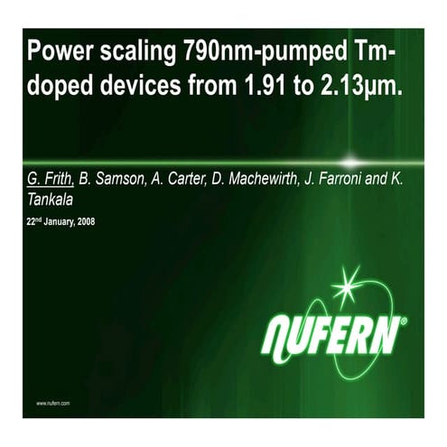 Power scaling 790nm-pumped Tm-doped devices from 1.91 to 2.13 µm