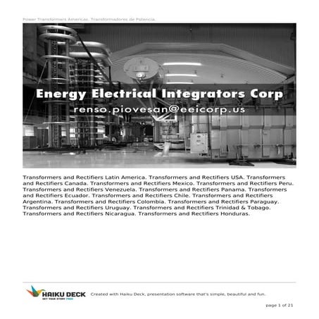 Power Transformers Latin America. Transformadores de Potencia Latinoamerica.