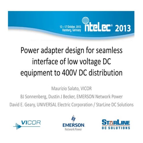 Power Adapter Design for 400 V DC Power Distribution in Electronic Systems