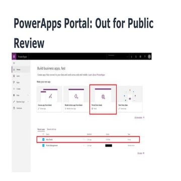 Power apps portal  out for public review