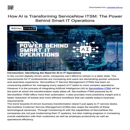 How AI is Transforming ServiceNow: The Power Behind Smart IT Operations