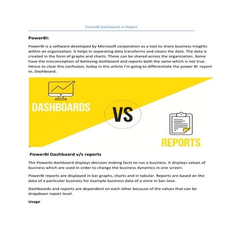 Power bi dashboard vs report | PDF