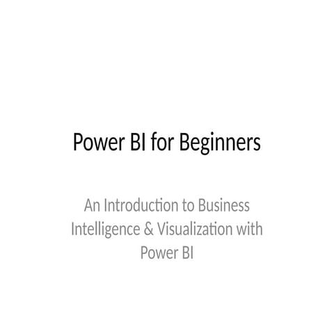 PowerBI for Beginners including introduction