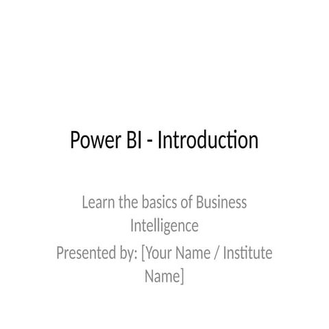 Comprehensive Power BI Workshop: Master Data Visualization and Business ...