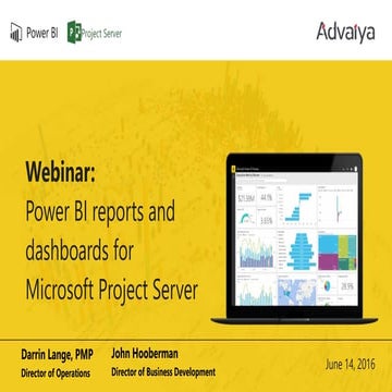 Power BI reports and  dashboards for Microsoft Project Server