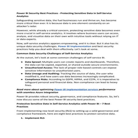 Power BI Security Best Practices Protecting Sensitive Data in Self-Service An...