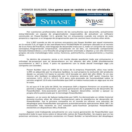 Power Builder. Una gema que se resiste a ser olvidada