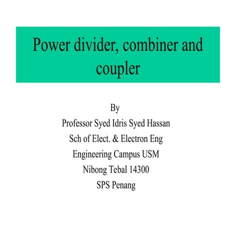 Power divider, combiners and coupler.ppt