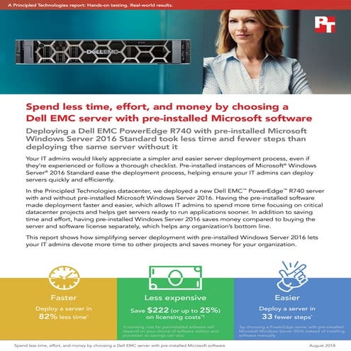 Spend less time, effort, and money by choosing a Dell EMC server with pre-ins...