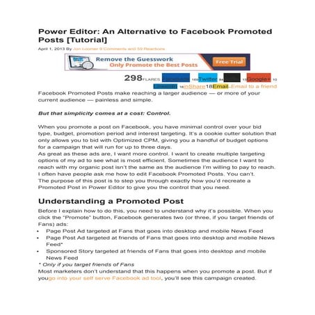 Using Facebook Power editor