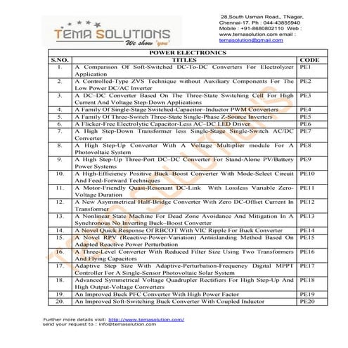 2013 NEW PROJECT TITLES LIST FOR POWER ELECTRONICS TITLES