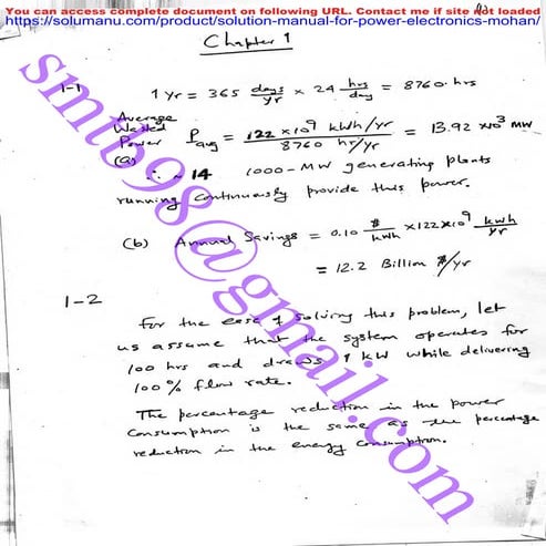 Solutions for Exercises from Power Electronics, 2nd Edition by Mohan