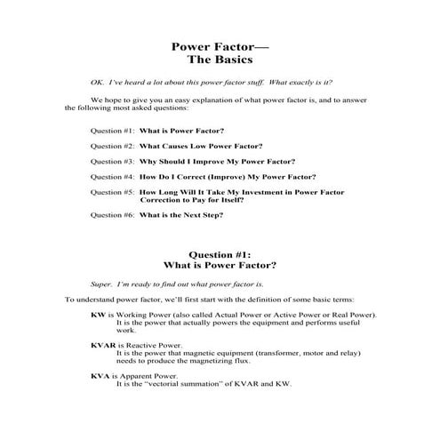 Power Factor Basics
