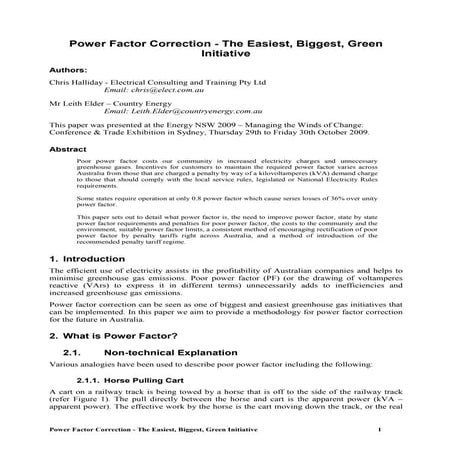 Power factor correction   the easiest, biggest, green initiative