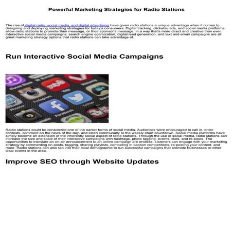 Powerful Marketing Strategies for Radio Stations | PDF