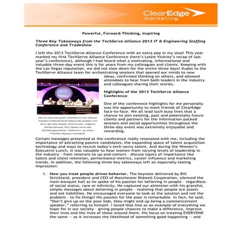 Three Key Takeaways from the TechServe Alliance 2013 IT & Engineering Staffing Conference and Tradeshow