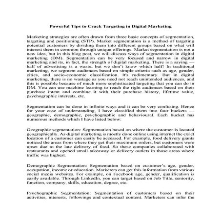 Powerful tips to crack targeting in digital marketing