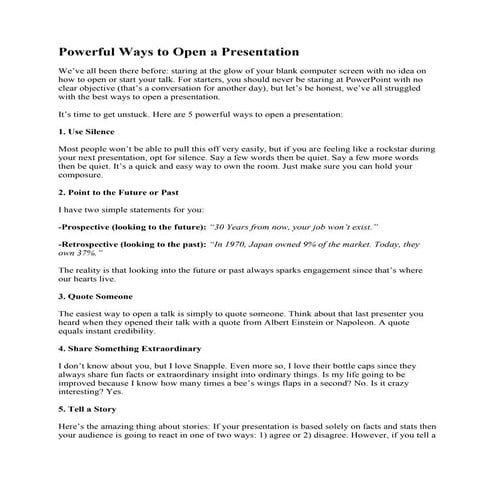 Powerful ways to open and close a presentation