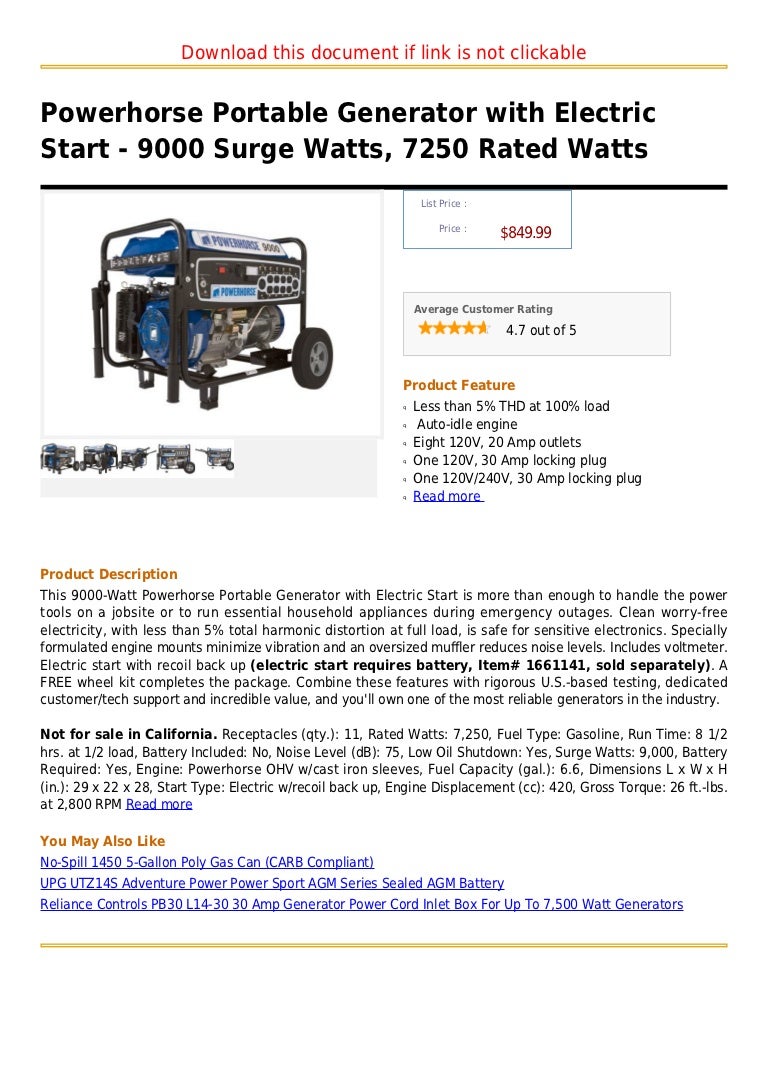 Powerhorse 9000 Generator Reviews – LBEGMS